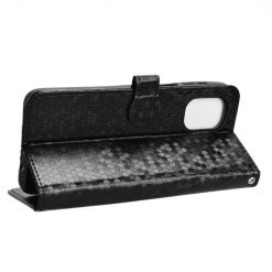 Lacné Kryty | Peňaženkové puzdro Honeycomb Dot Texture Case čierne – Motorola Moto G55 5G | Lacné Kryty
