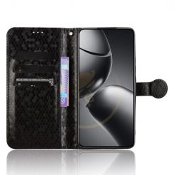 Lacné Kryty | Peňaženkové puzdro Honeycomb Dot Texture Case čierne – Xiaomi 14T Pro | Lacné Kryty