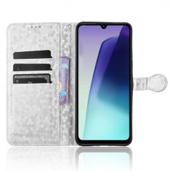Lacné Kryty | Peňaženkové puzdro Honeycomb Dot Texture Case strieborné – Xiaomi Redmi 14C / Poco C75 | Lacné Kryty