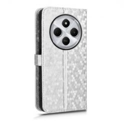 Lacné Kryty | Peňaženkové puzdro Honeycomb Dot Texture Case strieborné – Xiaomi Redmi 14C / Poco C75 | Lacné Kryty
