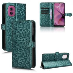 Lacné Kryty | Peňaženkové puzdro Honeycomb Dot Texture Case zelené – Motorola Moto G55 5G | Lacné Kryty