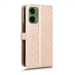 Lacné Kryty | Peňaženkové puzdro Honeycomb Dot Texture Case zlaté – Motorola Moto G35 5G | Lacné Kryty