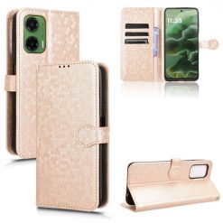 Lacné Kryty | Peňaženkové puzdro Honeycomb Dot Texture Case zlaté – Motorola Moto G35 5G | Lacné Kryty
