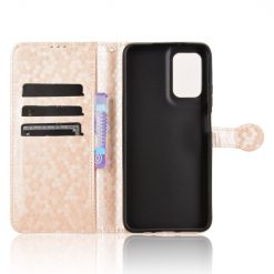 Lacné Kryty | Peňaženkové puzdro Honeycomb Dot Texture Case zlaté – Motorola Moto G35 5G | Lacné Kryty