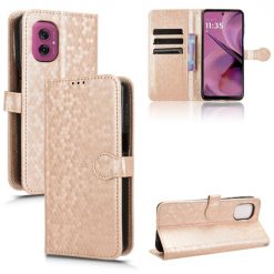 Peňaženkové puzdro Honeycomb Dot Texture Case zlaté – Motorola Moto G55 5G | Lacné Kryty Lacné Kryty | Peňaženkové puzdro Honeycomb Dot Texture Case zlaté – Motorola Moto G55 5G | Lacné Kryty