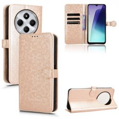 Lacné Kryty | Peňaženkové puzdro Honeycomb Dot Texture Case zlaté – Xiaomi Redmi 14C / Poco C75 | Lacné Kryty