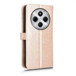 Lacné Kryty | Peňaženkové puzdro Honeycomb Dot Texture Case zlaté – Xiaomi Redmi 14C / Poco C75 | Lacné Kryty