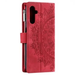 Samsung Galaxy A16 4G/5G Peňaženkové puzdro Mandala zip case červené | Lacné Kryty Lacné Kryty | Samsung Galaxy A16 4G/5G Peňaženkové puzdro Mandala zip case červené | Lacné Kryty
