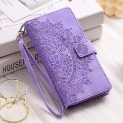 Lacné Kryty | Samsung Galaxy A16 4G/5G Peňaženkové puzdro Mandala zip case fialové | Lacné Kryty