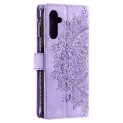 Lacné Kryty | Samsung Galaxy A16 4G/5G Peňaženkové puzdro Mandala zip case fialové | Lacné Kryty