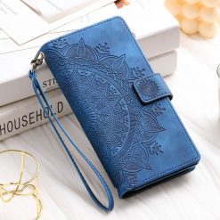 Samsung Galaxy A16 4G/5G Peňaženkové puzdro Mandala zip case modré | Lacné Kryty Lacné Kryty | Samsung Galaxy A16 4G/5G Peňaženkové puzdro Mandala zip case modré | Lacné Kryty