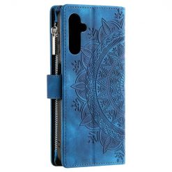 Samsung Galaxy A16 4G/5G Peňaženkové puzdro Mandala zip case modré | Lacné Kryty Lacné Kryty | Samsung Galaxy A16 4G/5G Peňaženkové puzdro Mandala zip case modré | Lacné Kryty