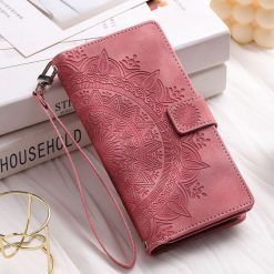Samsung Galaxy A16 4G/5G Peňaženkové puzdro Mandala zip case ružové | Lacné Kryty Lacné Kryty | Samsung Galaxy A16 4G/5G Peňaženkové puzdro Mandala zip case ružové | Lacné Kryty