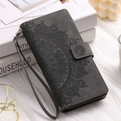 Lacné Kryty | Samsung Galaxy A16 4G/5G Peňaženkové puzdro Mandala zip case sivé | Lacné Kryty