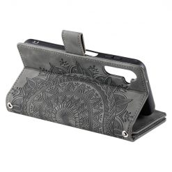 Lacné Kryty | Samsung Galaxy A16 4G/5G Peňaženkové puzdro Mandala zip case sivé | Lacné Kryty