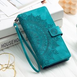Lacné Kryty | Samsung Galaxy A16 4G/5G Peňaženkové puzdro Mandala zip case zelené | Lacné Kryty