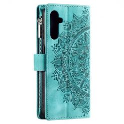Lacné Kryty | Samsung Galaxy A16 4G/5G Peňaženkové puzdro Mandala zip case zelené | Lacné Kryty