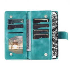 Lacné Kryty | Samsung Galaxy A16 4G/5G Peňaženkové puzdro Mandala zip case zelené | Lacné Kryty