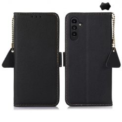 Lacné Kryty | Peňaženkové puzdro RFID Leather case čierne – Samsung Galaxy S24 FE | Lacné Kryty