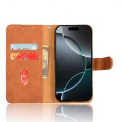 Lacné Kryty | Peňaženkové puzdro Solid hnedé – Apple iPhone 16 Pro | Lacné Kryty