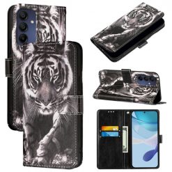 Lacné Kryty | Samsung Galaxy A16 4G/5G Knižkové puzdro Trendy Cross case Čiernobiely tiger | Lacné Kryty