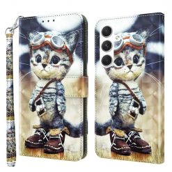 Lacné Kryty | Samsung Galaxy A16 4G/5G Knižkové puzdro Trendy Cross case Mačka | Lacné Kryty