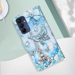Lacné Kryty | Samsung Galaxy A16 4G/5G Knižkové puzdro Trendy Cross case Motýľ a Paríž | Lacné Kryty