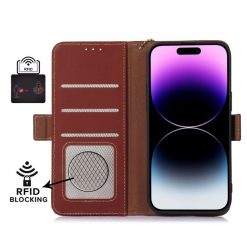 Samsung Galaxy A16 4G/5G Peňaženkové puzdro RFID Leather case hnedé | Lacné Kryty Lacné Kryty | Samsung Galaxy A16 4G/5G Peňaženkové puzdro RFID Leather case hnedé | Lacné Kryty