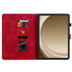 Lacné Kryty | Knižkové puzdro Embossing Pattern Ľalia červené – Samsung Galaxy Tab A9+ / A11+ | Lacné Kryty