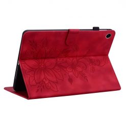 Lacné Kryty | Knižkové puzdro Embossing Pattern Ľalia červené – Samsung Galaxy Tab A9+ / A11+ | Lacné Kryty