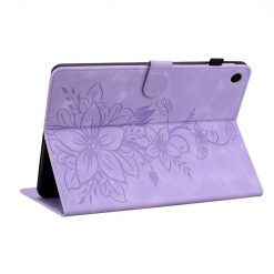 Knižkové puzdro Embossing Pattern Ľalia fialové – Samsung Galaxy Tab A9+ / A11+ | Lacné Kryty Lacné Kryty | Knižkové puzdro Embossing Pattern Ľalia fialové – Samsung Galaxy Tab A9+ / A11+ | Lacné Kryty