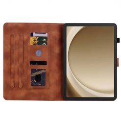 Lacné Kryty | Knižkové puzdro Embossing Pattern Ľalia hnedé – Samsung Galaxy Tab A9+ / A11+ | Lacné Kryty