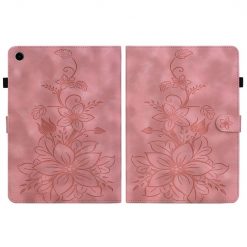 Knižkové puzdro Embossing Pattern Ľalia ružové – Samsung Galaxy Tab A9+ / A11+ | Lacné Kryty Lacné Kryty | Knižkové puzdro Embossing Pattern Ľalia ružové – Samsung Galaxy Tab A9+ / A11+ | Lacné Kryty