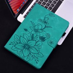 Knižkové puzdro Embossing Pattern Ľalia zelené – Samsung Galaxy Tab A9+ / A11+ | Lacné Kryty Lacné Kryty | Knižkové puzdro Embossing Pattern Ľalia zelené – Samsung Galaxy Tab A9+ / A11+ | Lacné Kryty