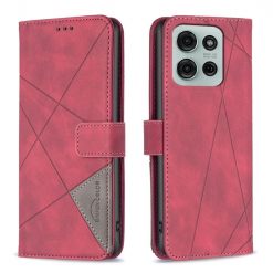 Lacné Kryty | Knižkové puzdro Rhombus červené – Motorola Moto G75 5G | Lacné Kryty