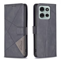 Lacné Kryty | Knižkové puzdro Rhombus čierne – Motorola Moto G75 5G | Lacné Kryty