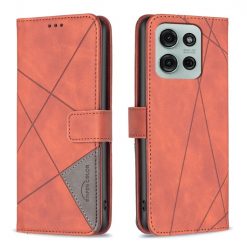 Lacné Kryty | Knižkové puzdro Rhombus hnedé – Motorola Moto G75 5G | Lacné Kryty