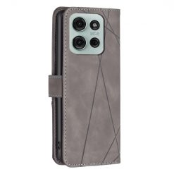 Lacné Kryty | Knižkové puzdro Rhombus sivé – Motorola Moto G75 5G | Lacné Kryty