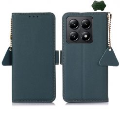 Lacné Kryty | Peňaženkové puzdro RFID Leather case zelené – Xiaomi 14T | Lacné Kryty