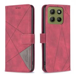 Lacné Kryty | Knižkové puzdro Rhombus červené – Motorola Moto G15 / G15 Power | Lacné Kryty