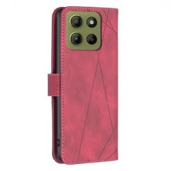 Lacné Kryty | Knižkové puzdro Rhombus červené – Motorola Moto G15 / G15 Power | Lacné Kryty