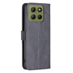 Lacné Kryty | Knižkové puzdro Rhombus čierne – Motorola Moto G15 / G15 Power | Lacné Kryty