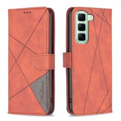 Knižkové puzdro Rhombus hnedé – Infinix Hot 50 5G | Lacné Kryty Lacné Kryty | Knižkové puzdro Rhombus hnedé – Infinix Hot 50 5G | Lacné Kryty