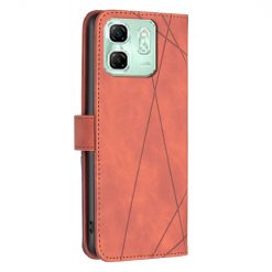Lacné Kryty | Knižkové puzdro Rhombus hnedé – Infinix Hot 50i / Smart 9 / Smart 9 HD | Lacné Kryty