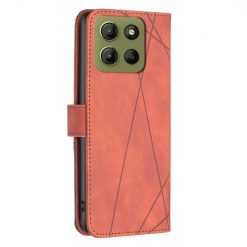 Lacné Kryty | Knižkové puzdro Rhombus hnedé – Motorola Moto G15 / G15 Power | Lacné Kryty