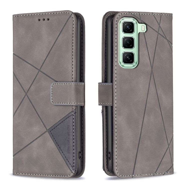 Knižkové puzdro Rhombus sivé – Infinix Hot 50 5G | Lacné Kryty Lacné Kryty | Knižkové puzdro Rhombus sivé – Infinix Hot 50 5G | Lacné Kryty