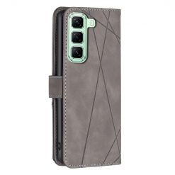 Knižkové puzdro Rhombus sivé – Infinix Hot 50 5G | Lacné Kryty Lacné Kryty | Knižkové puzdro Rhombus sivé – Infinix Hot 50 5G | Lacné Kryty