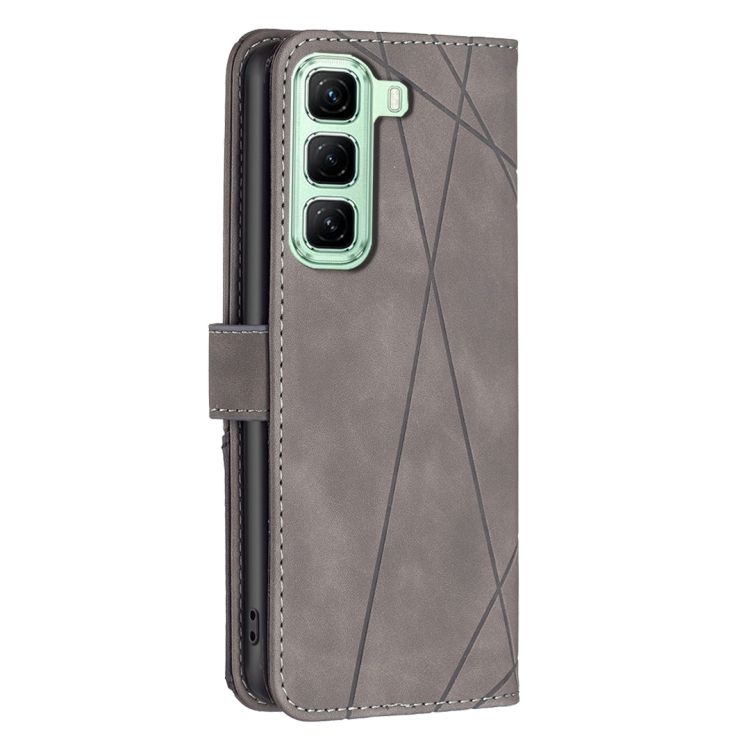 Knižkové puzdro Rhombus sivé – Infinix Hot 50 5G | Lacné Kryty Lacné Kryty | Knižkové puzdro Rhombus sivé – Infinix Hot 50 5G | Lacné Kryty