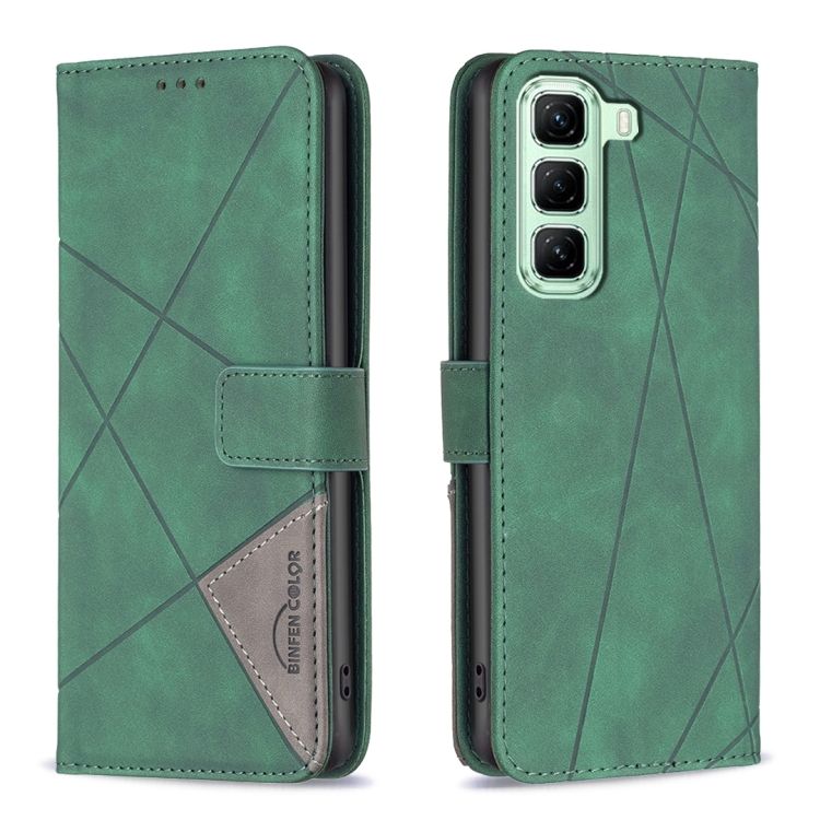Knižkové puzdro Rhombus zelené – Infinix Hot 50 5G | Lacné Kryty Lacné Kryty | Knižkové puzdro Rhombus zelené – Infinix Hot 50 5G | Lacné Kryty