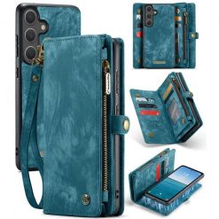 Multifunkčné peňaženkové puzdro CaseMe Detachable modré – Samsung Galaxy S25